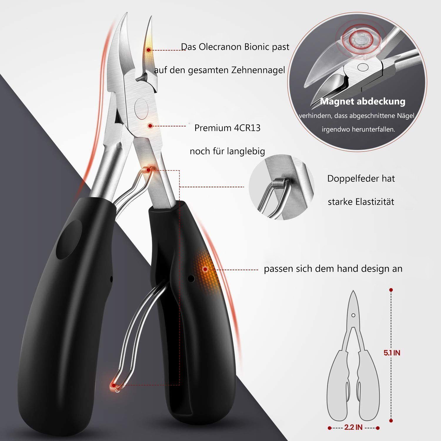 Ailiebe Design Nagelknipser-Set, 6-tlg., Edelstahl