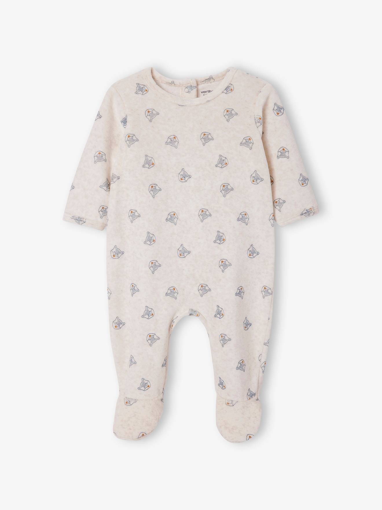 Vertbaudet 2er-Pack Baby Samt-Strampler mit Füchsen Oeko-Tex - marine