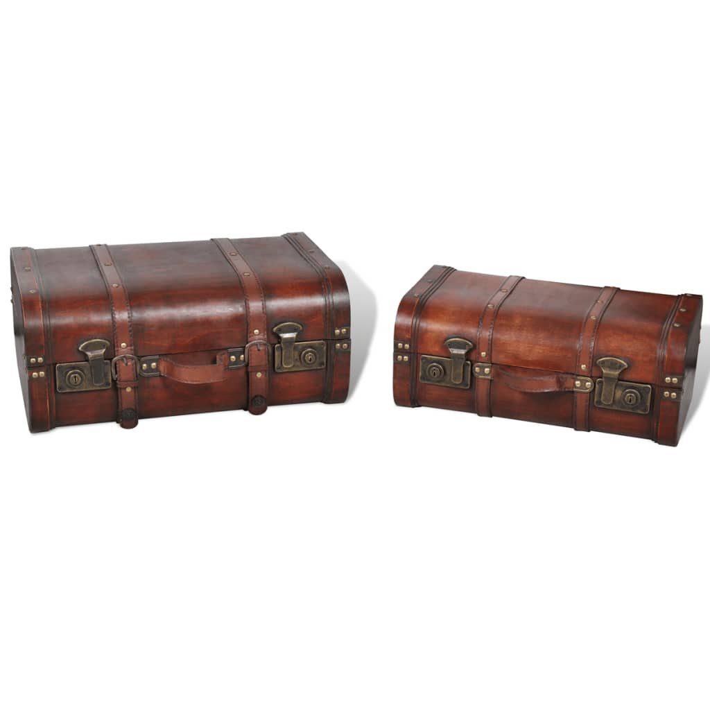 vidaXL Aufbewahrungsbox Dekokoffer aus Holz 2 Stk. Retro-Stil Braun