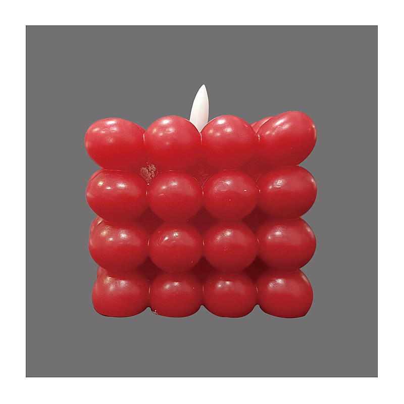 Vie Selected Kube LED-lys 8,5x8,5x7,5 cm m/timer rød