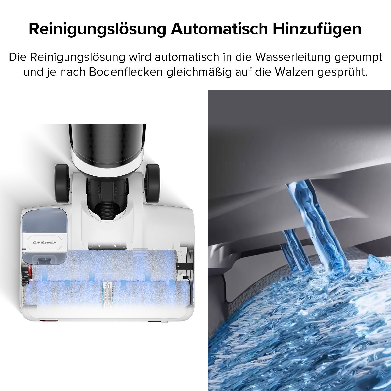 Roborock Nass-Trocken-Akkusauger Dyad Pro, 260 W, 17000pa, Automatische Trocknung & Selbstreinigend Wischsauger mit APP-Steuerung, Doppelbürste, Doppelte Wassertanks für Harte Böden