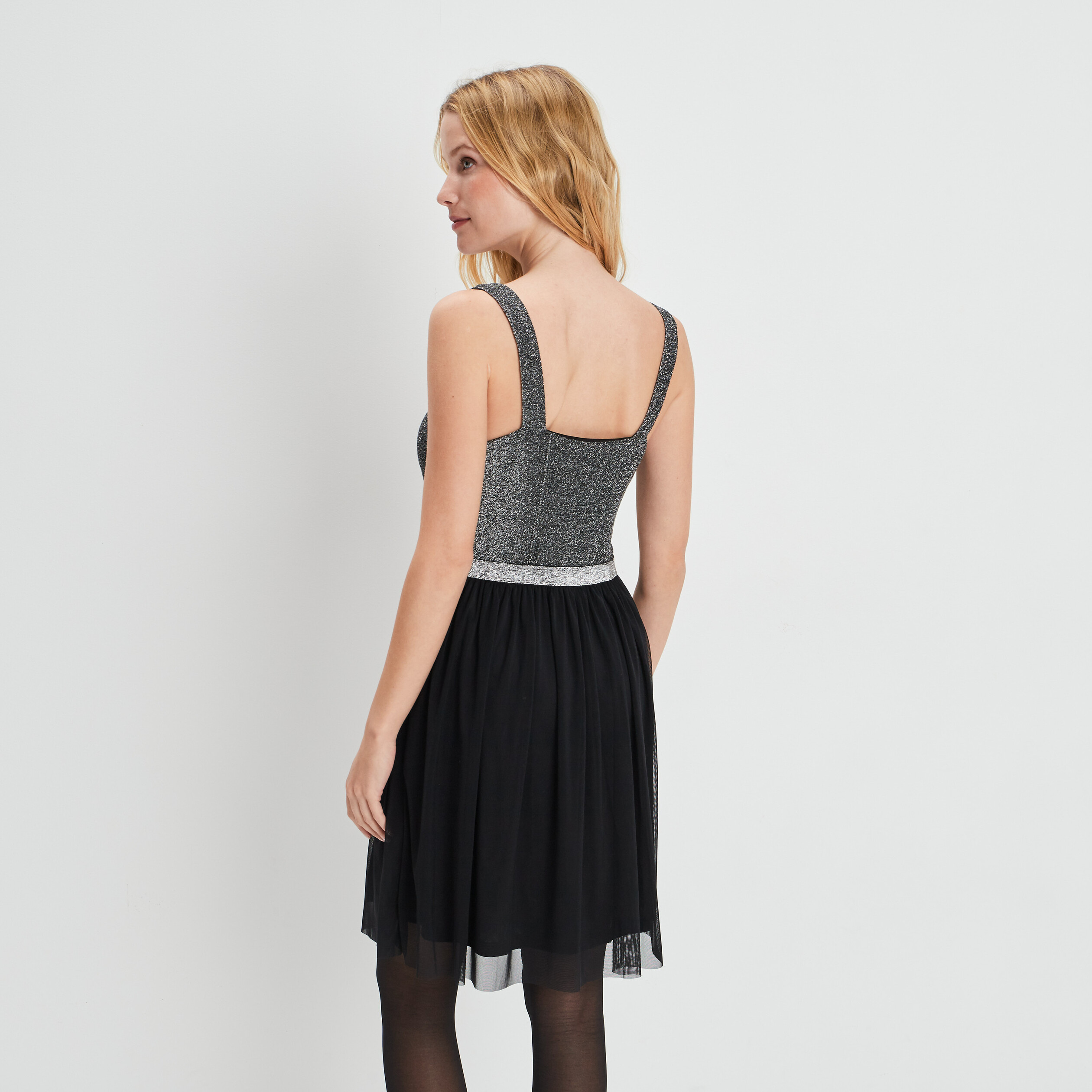 Robe évasée effet 2-en-1 noir femme | La Halle