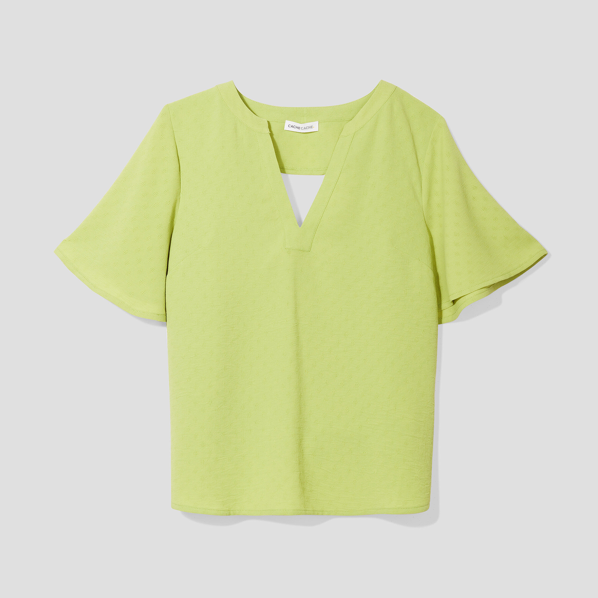 Blouse manches courtes vert anis femme | Cache Cache