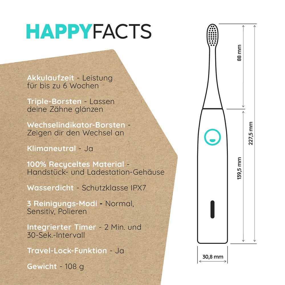 Happybrush ECO Vibe 3 Weiß/Mint