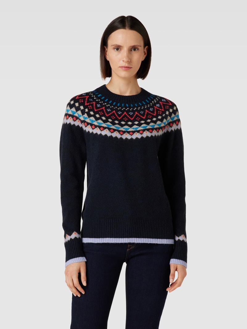 Strickpullover mit Allover-Muster in dunkelblau
