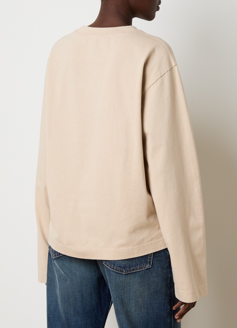 Acne Studios garās piedurknes krekls ar logotipa apdruku