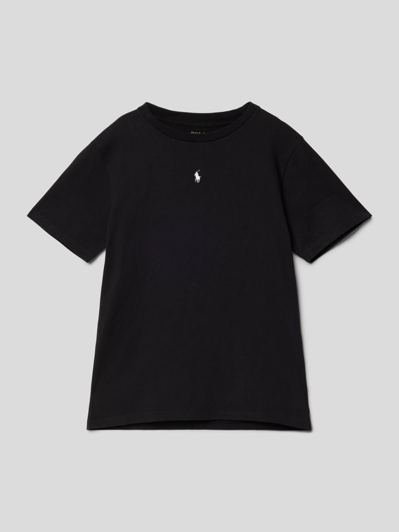 T-Shirt mit Label-Stitching in schwarz