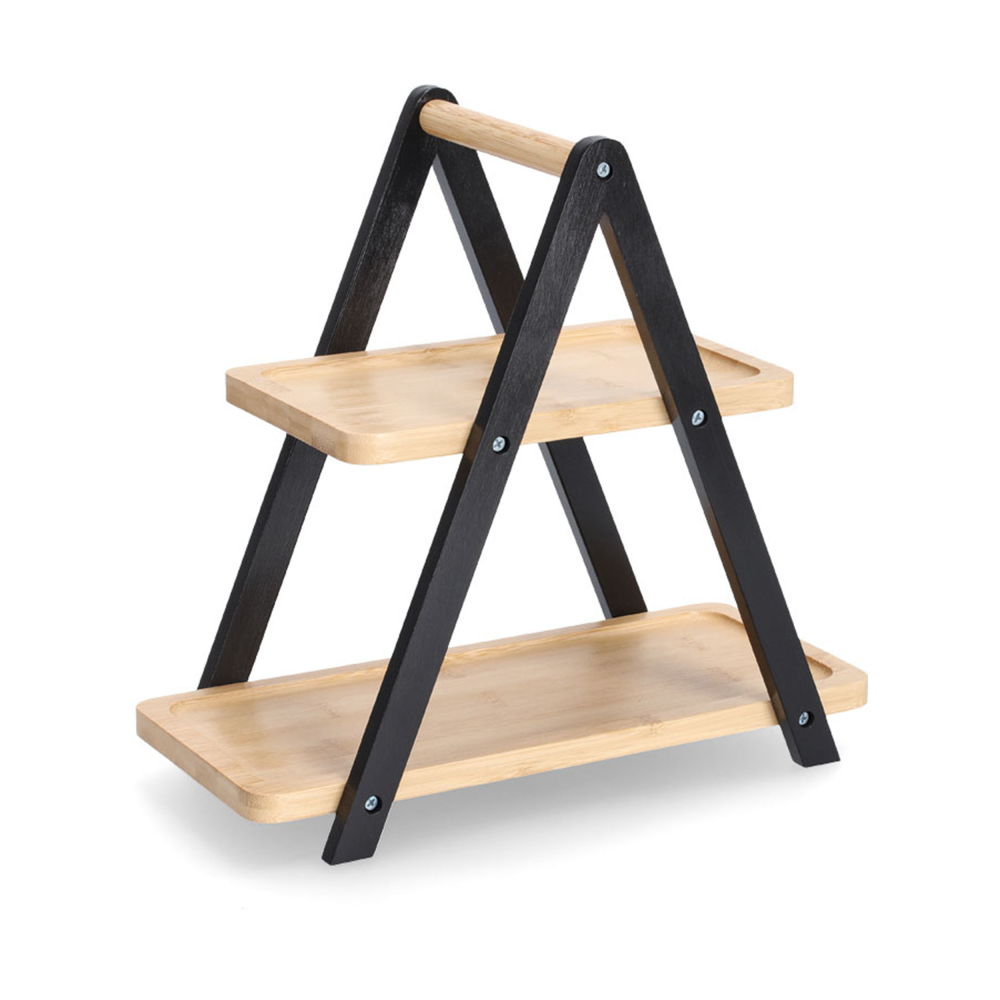 Etagere 2-stöckig natur/schwarz