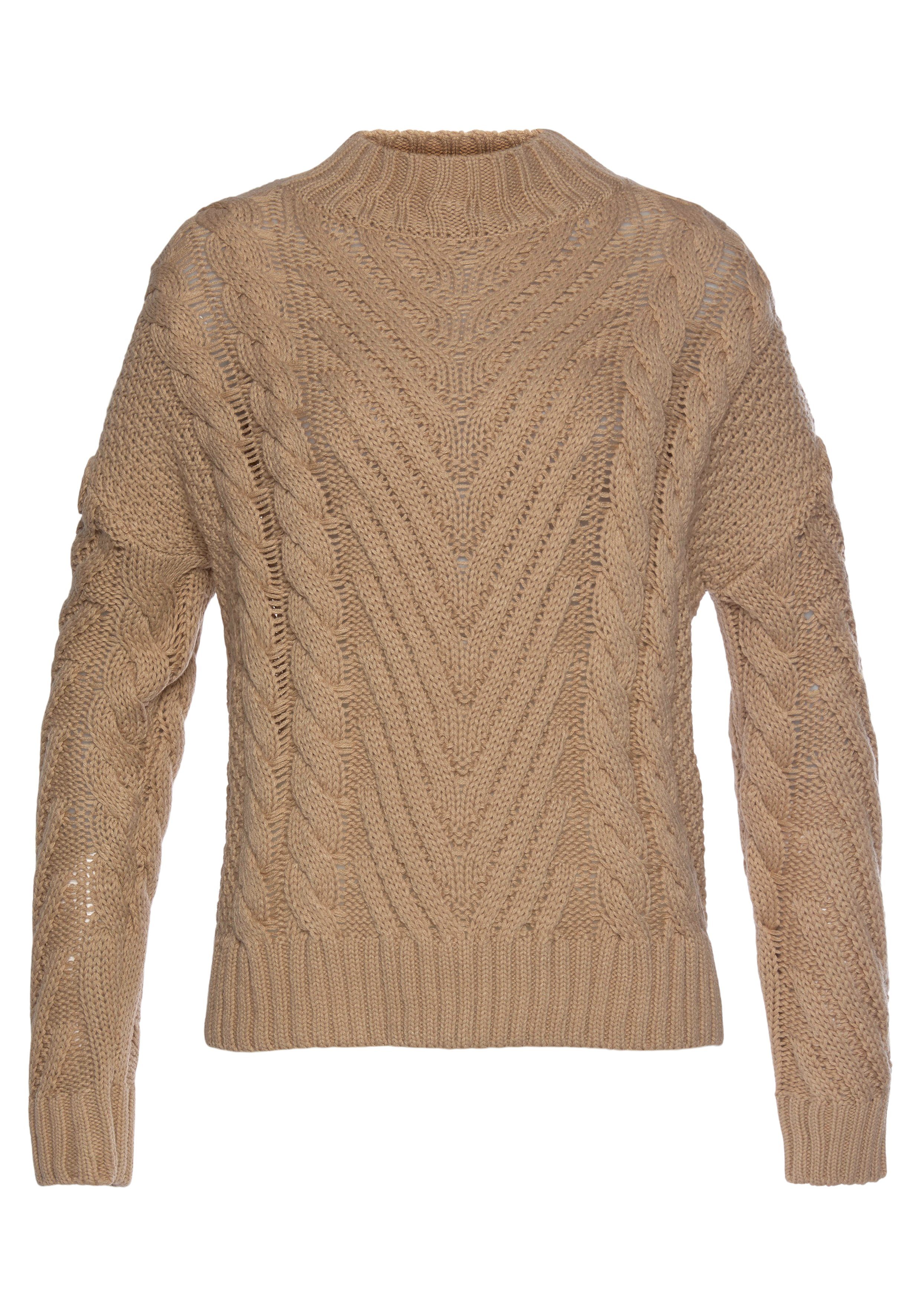 LASCANA Stehkragenpullover mit aufwendigem Strickmuster