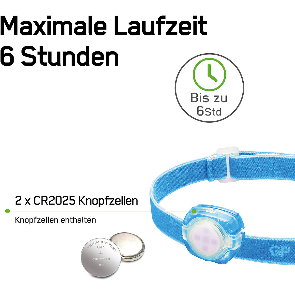 Stirnlampe GP CH31 40lumen 2X CR2025 Blau