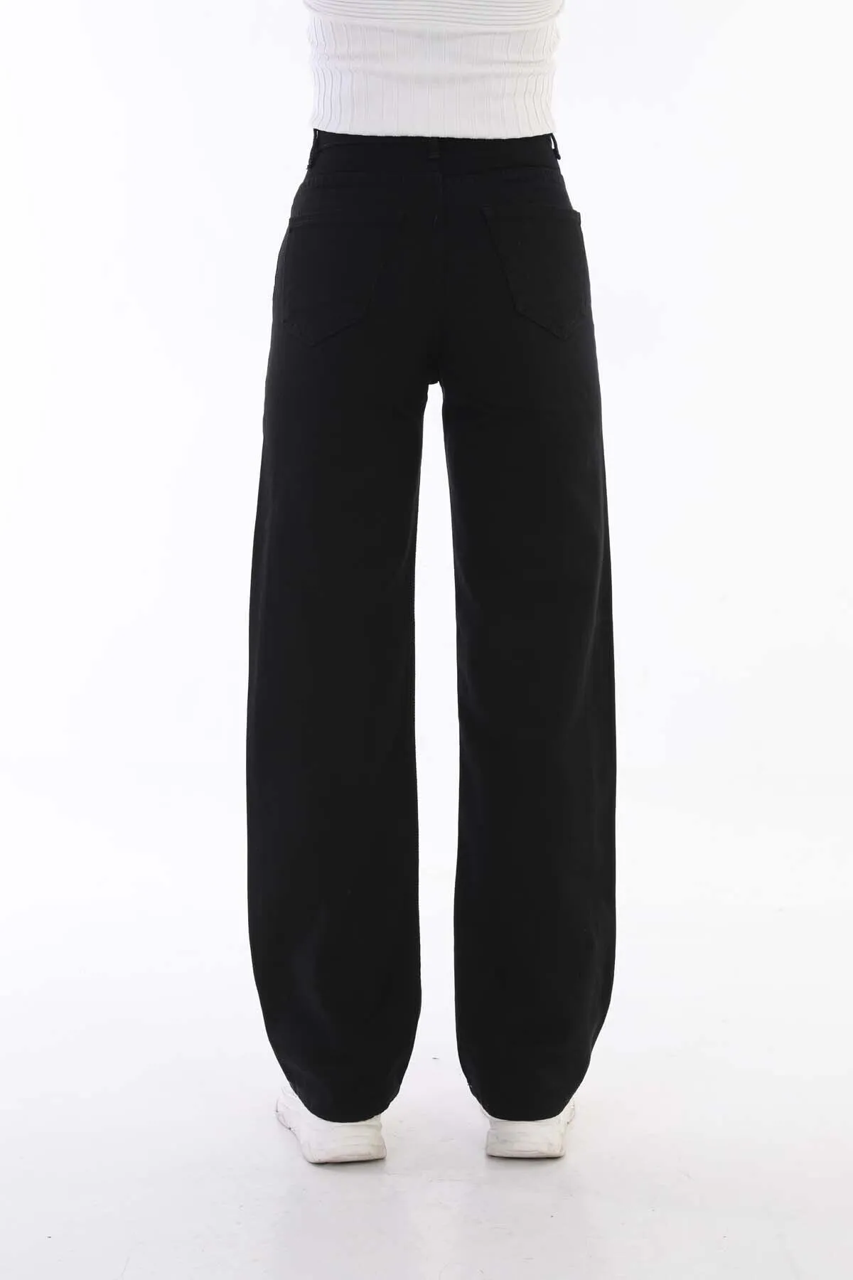 BİKELİFE  Schwarze Palazzo-Jeans mit hoher Taille für Damen