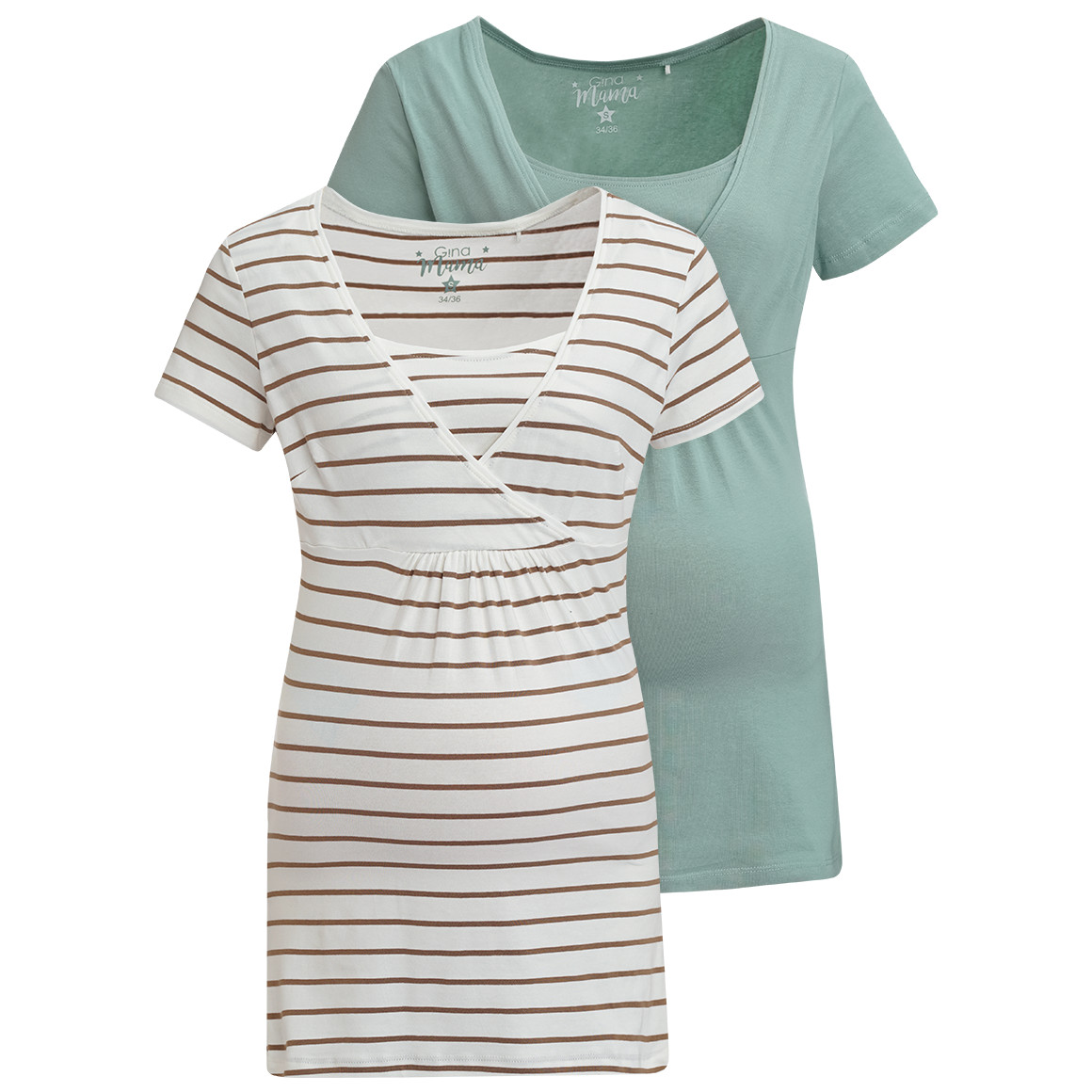 2 Damen Umstands-T-Shirts mit Stillfunktion