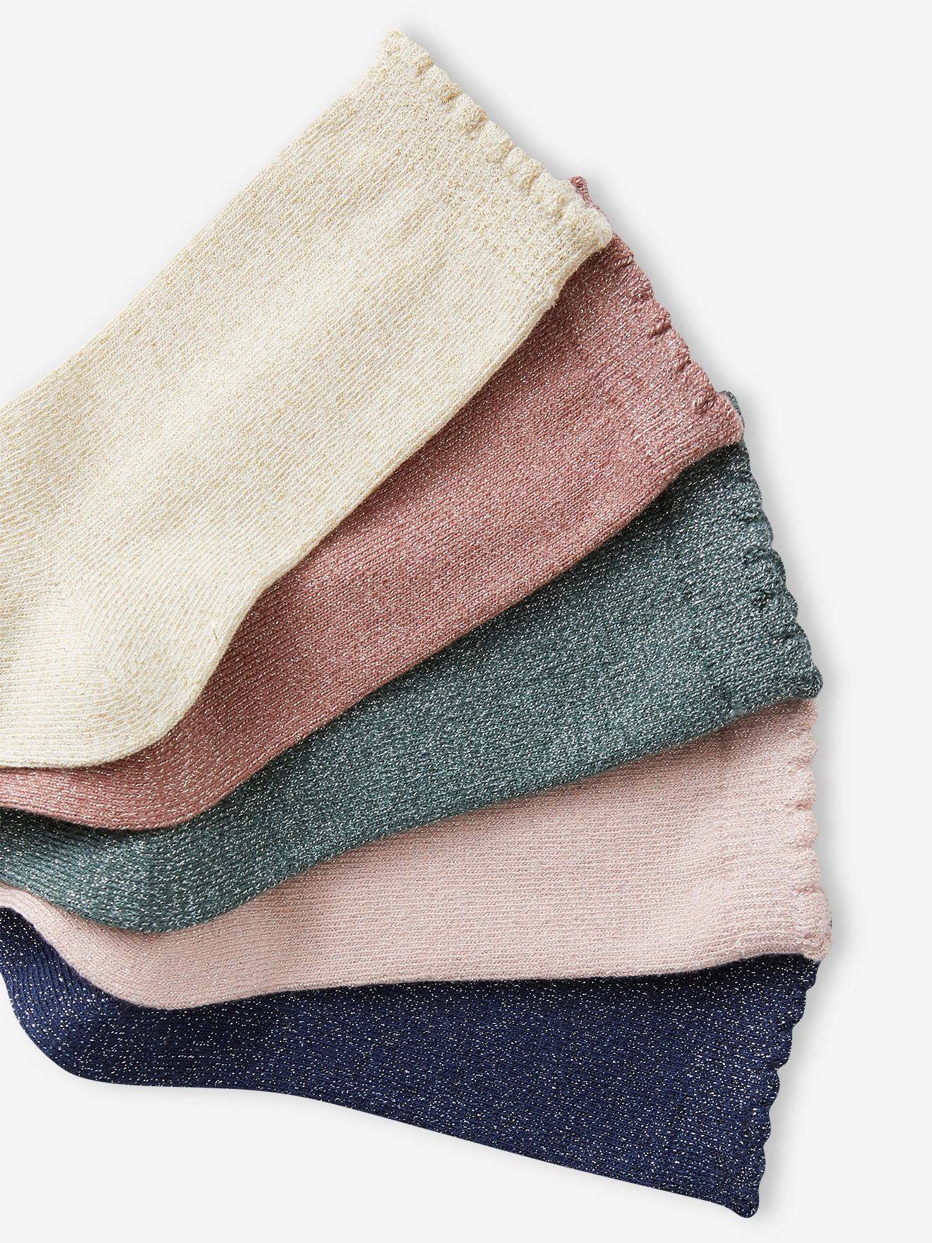 Lot de 5 paires de chaussettes scintillante fille or