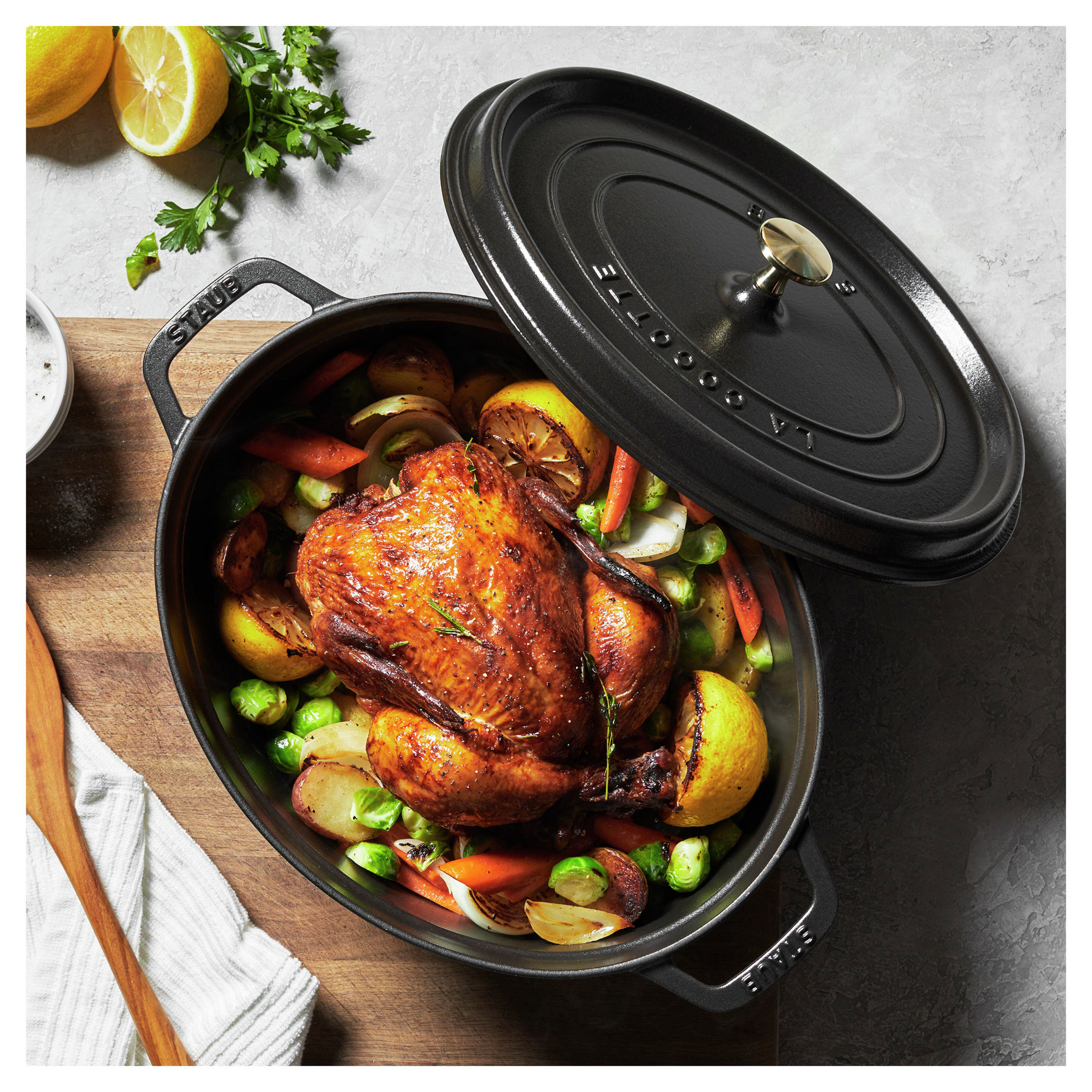 Cocotte 31 cm, oval, Schwarz, Gusseisen