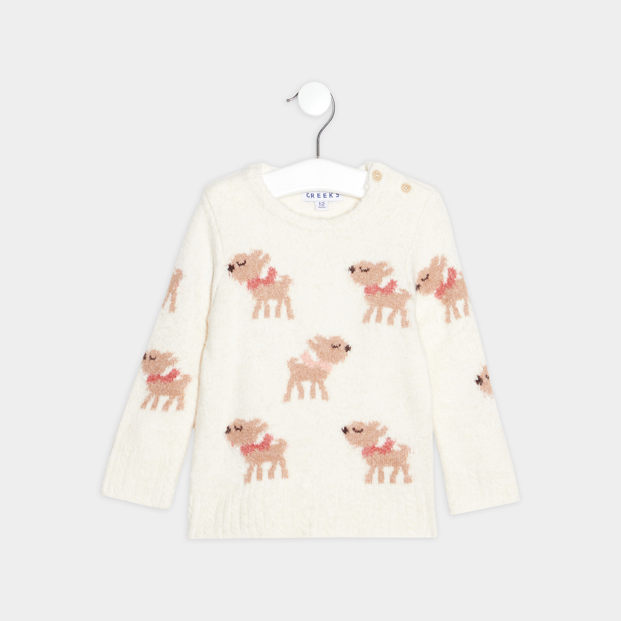 Pull col rond Creeks creme bébé fille | La Halle