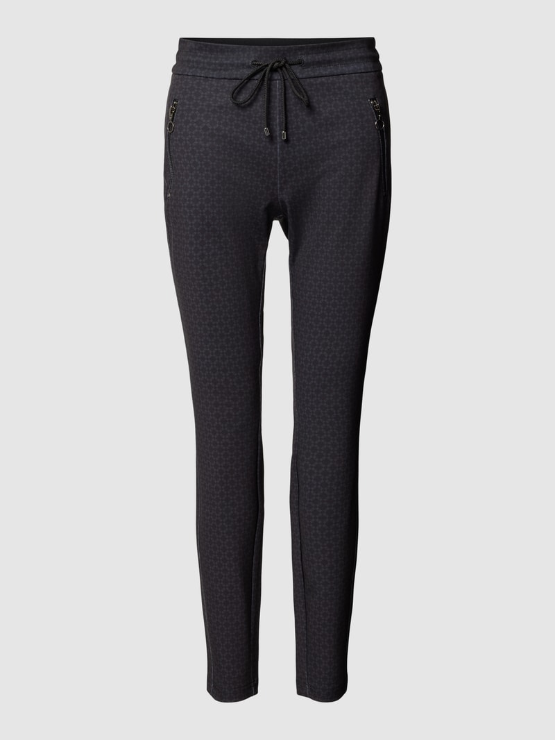 Stoffhose mit elastischem Bund in schwarz