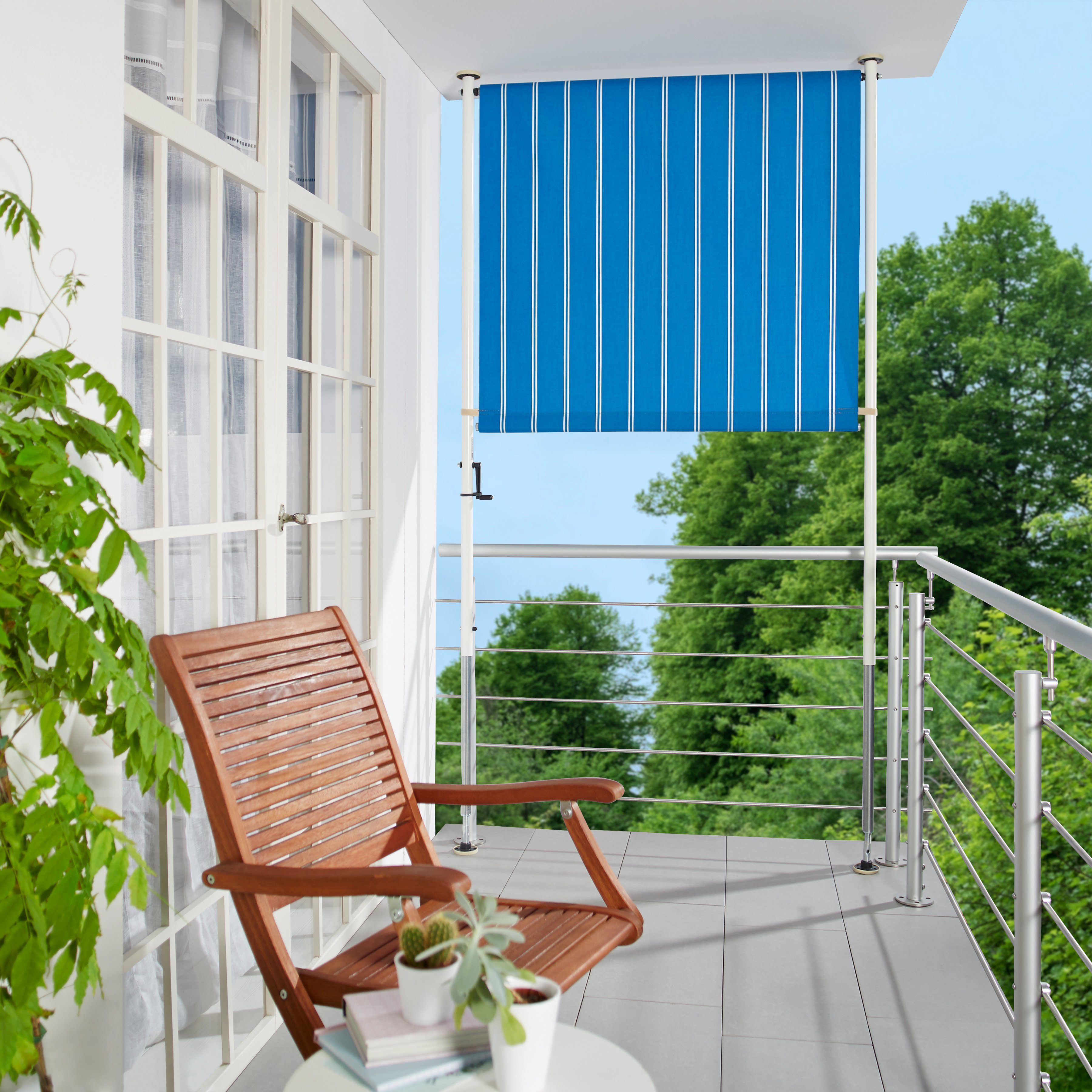 Angerer Freizeitmöbel Klemm-Senkrechtmarkise blau/weiß, BxH: 120x225 cm