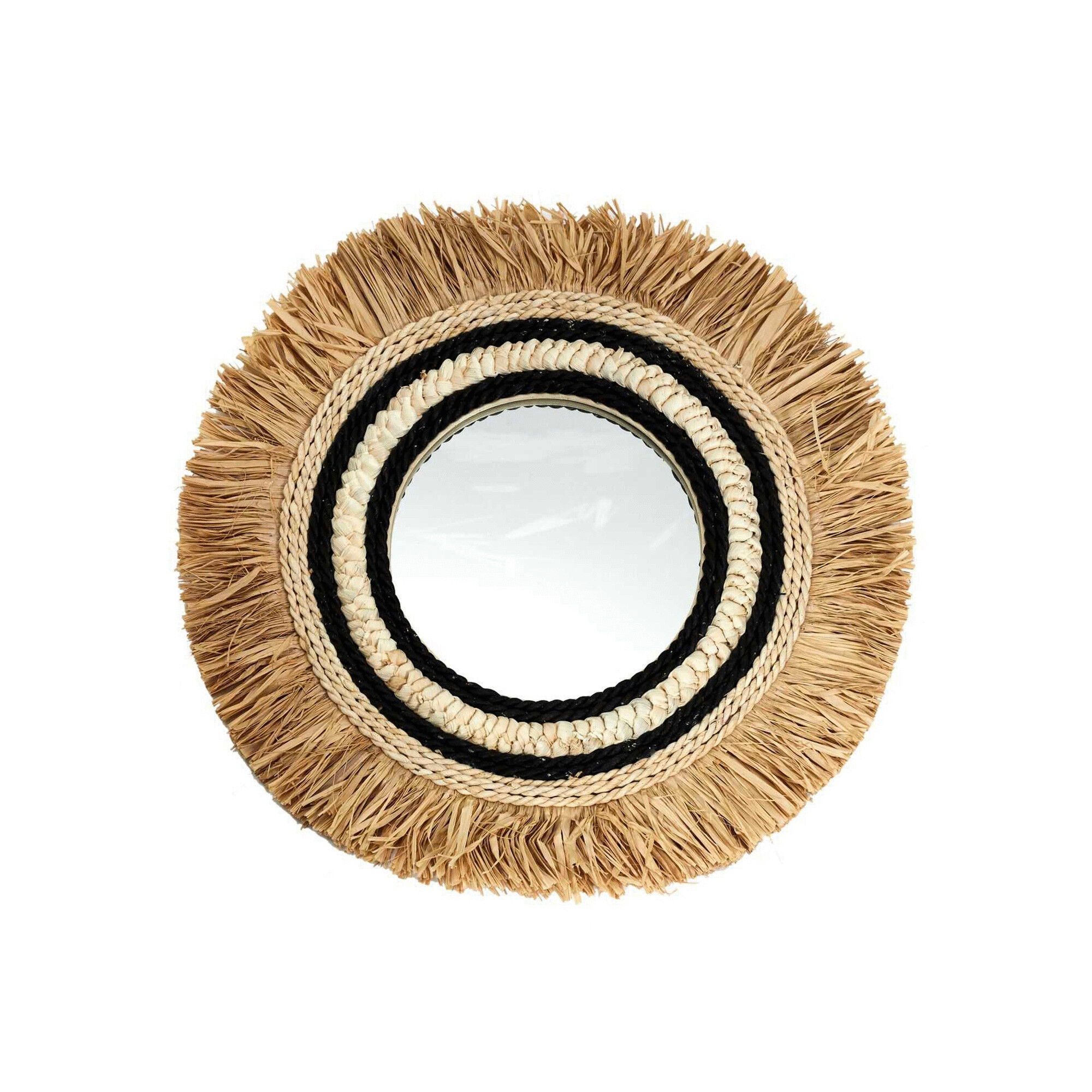 Miroir mural rond effet paille