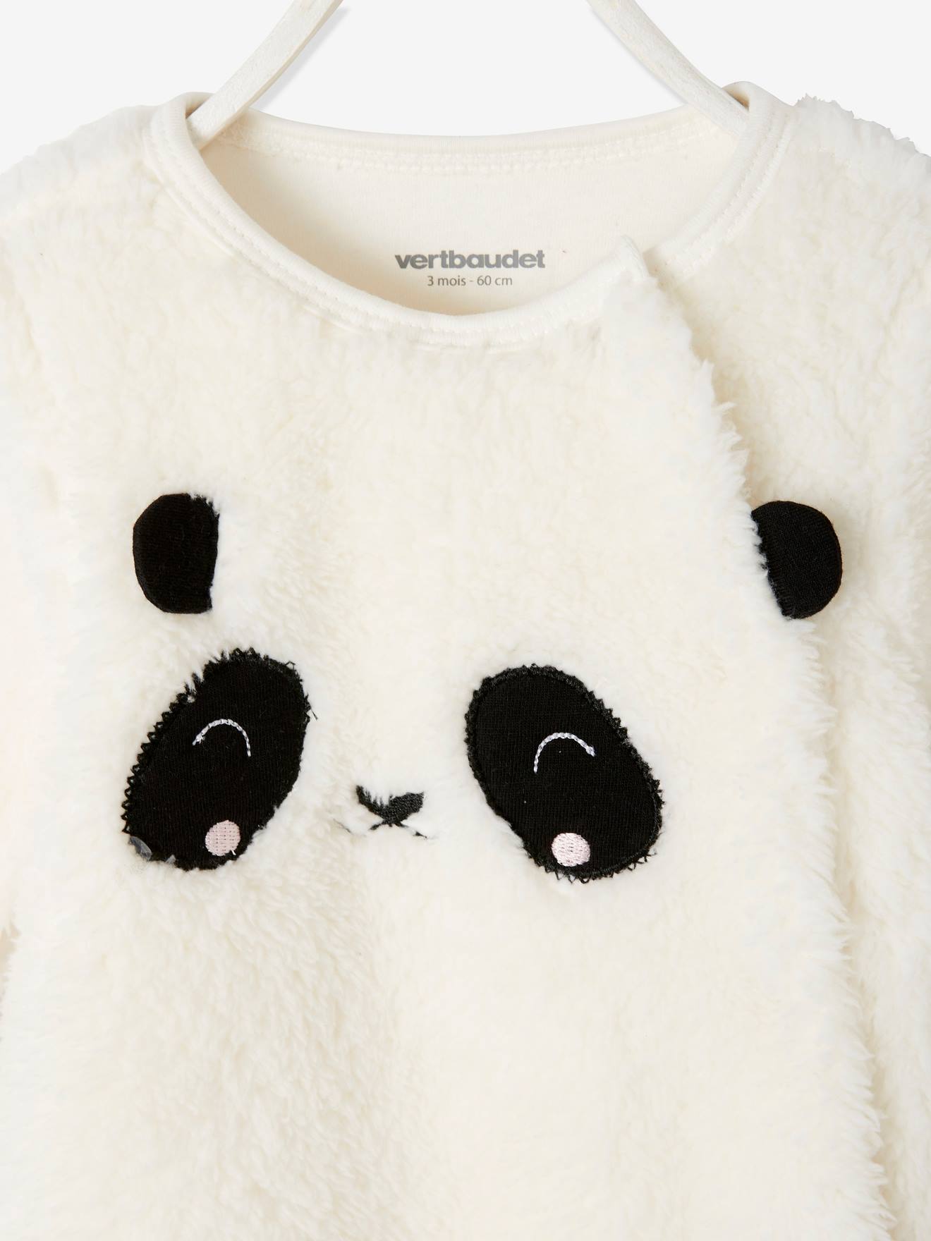 Vertbaudet Baby Overall Panda oder Maus, Webpelz Oeko-Tex - wollweiß