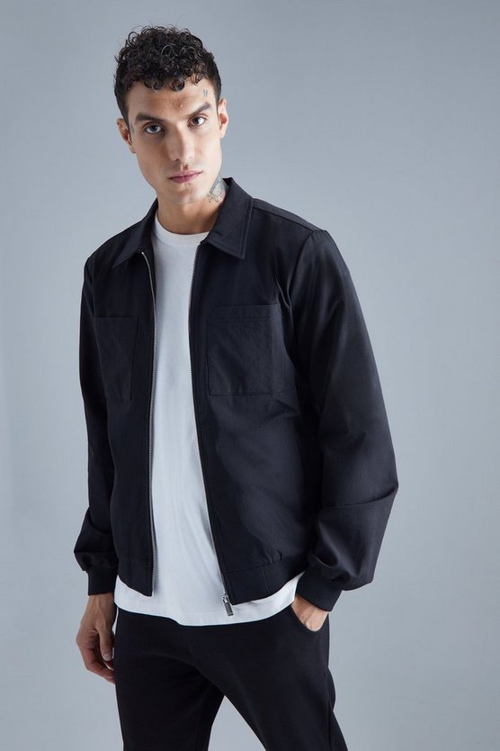 Stretch Harrington-Jacke mit Taschen