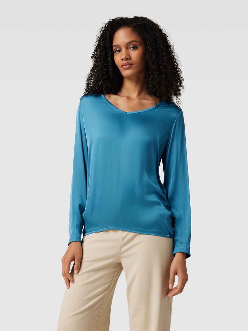 Bluse mit V-Ausschnitt in petrol