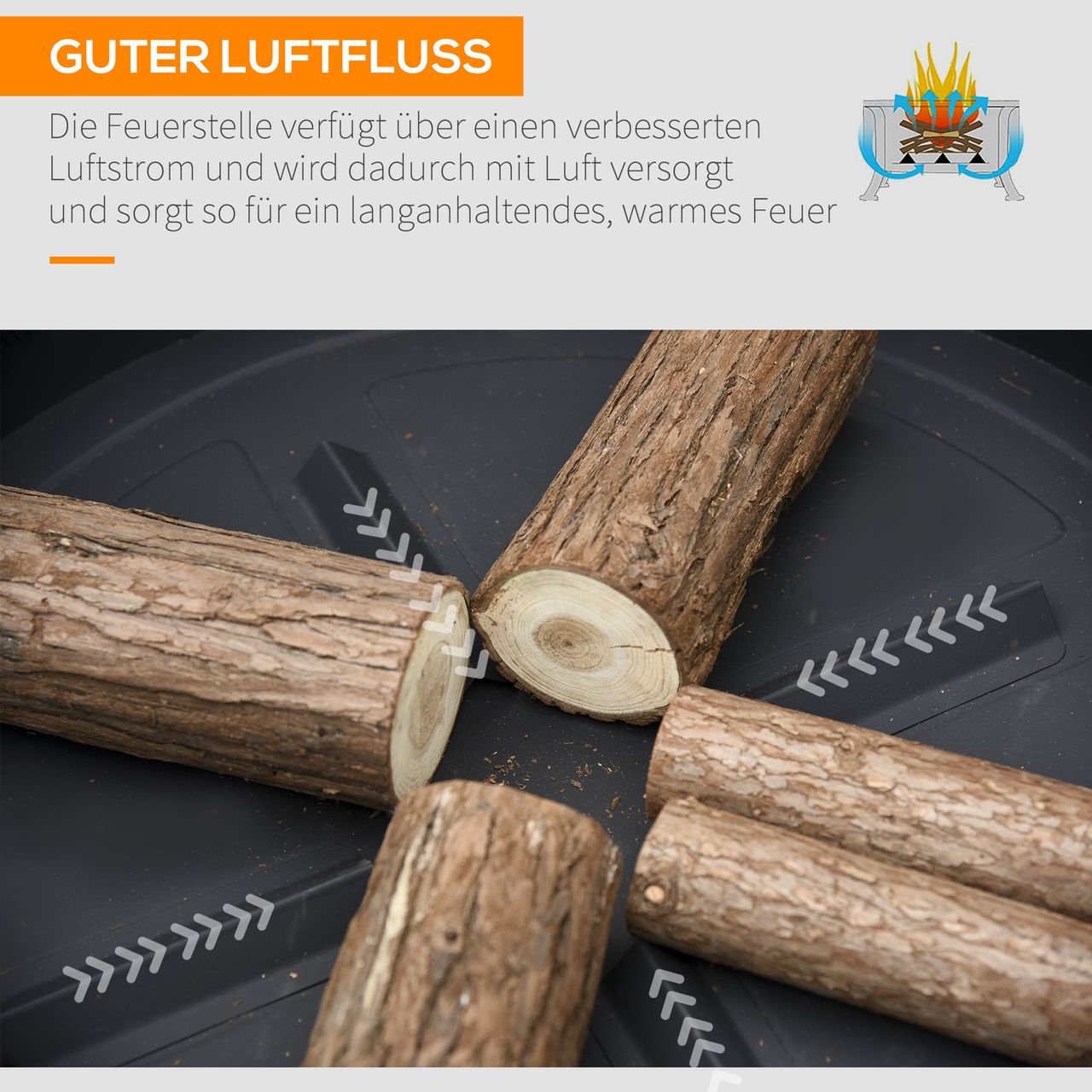 Outsunny Feuerschale mit Funkenschutz Feuerkorb mit Grillrost, Schürhaken Metall