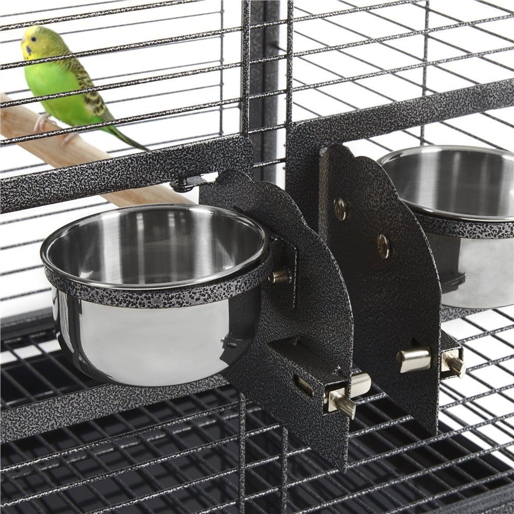 Yaheetech Vogelkäfig, Vogelvoliere Kleintierkäfig Vogelhaus mit 2 Sitzstangen