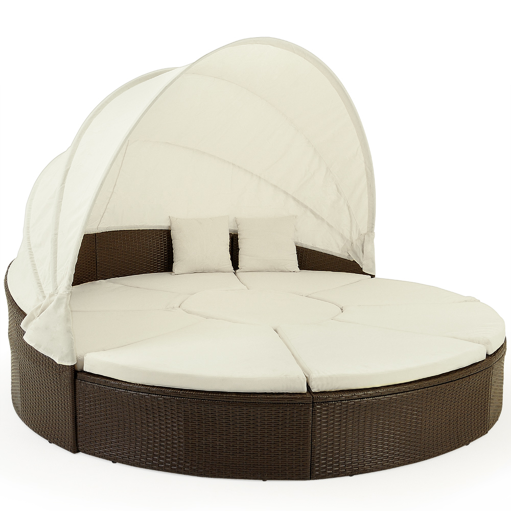 Casaria Sonneninsel Polyrattan mit Sonnendach 230 x 230 x 65cm braun/creme