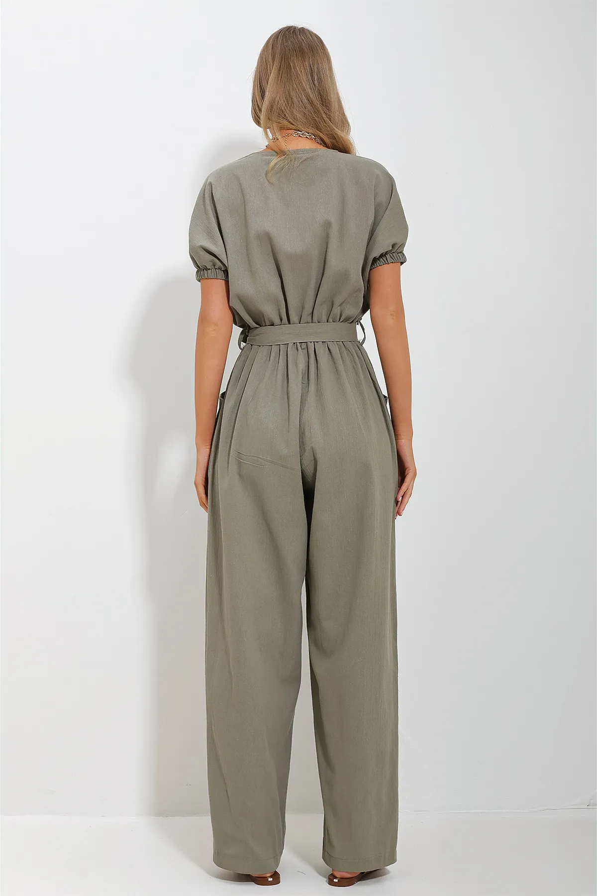 Trend Alaçatı Stili  Jumpsuit - Khaki - Regular Fit