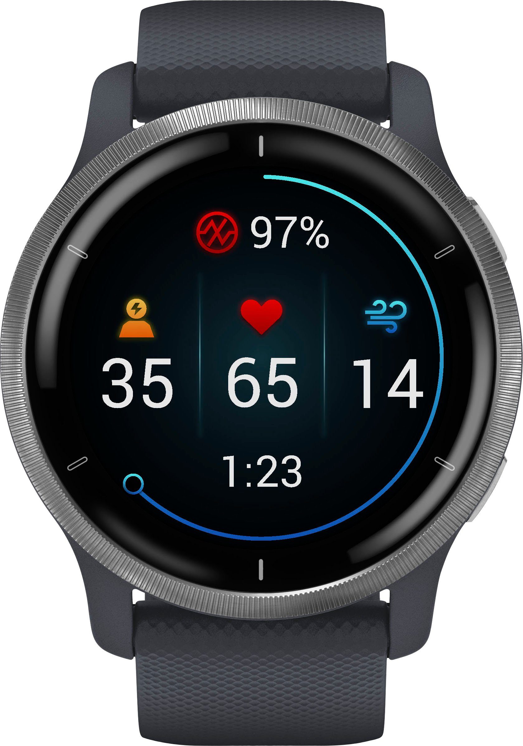Garmin Venu 2 Smartwatch (3,3 cm/1,3 Zoll), 25 vorinstallierten Sport-Apps