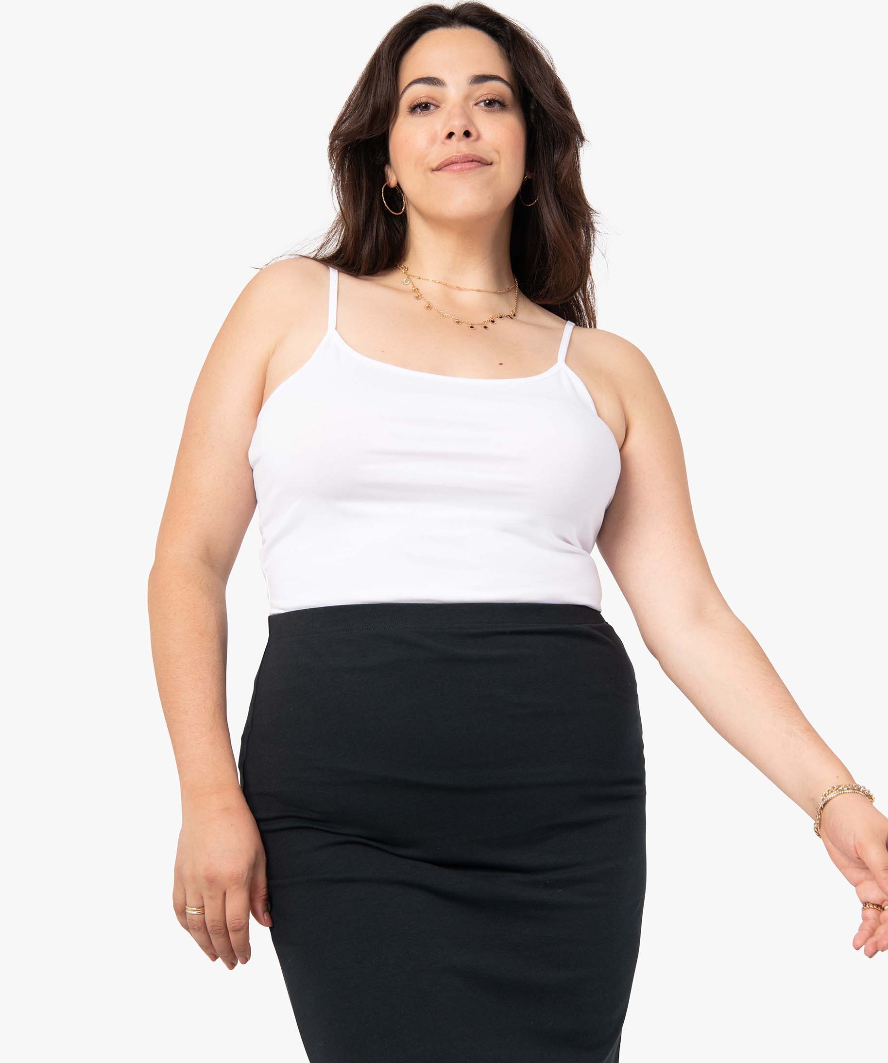 Débardeur femme grande taille uni à fines bretelles blanc | GEMO