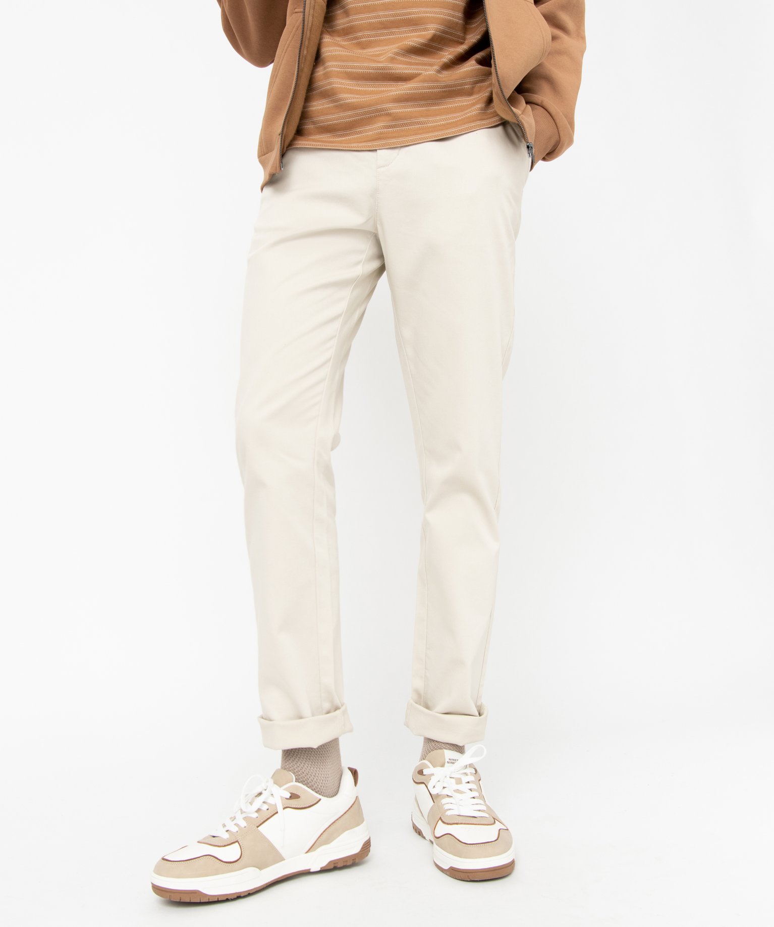 Pantalon en coton homme avec ceinture tressée ecru | GEMO