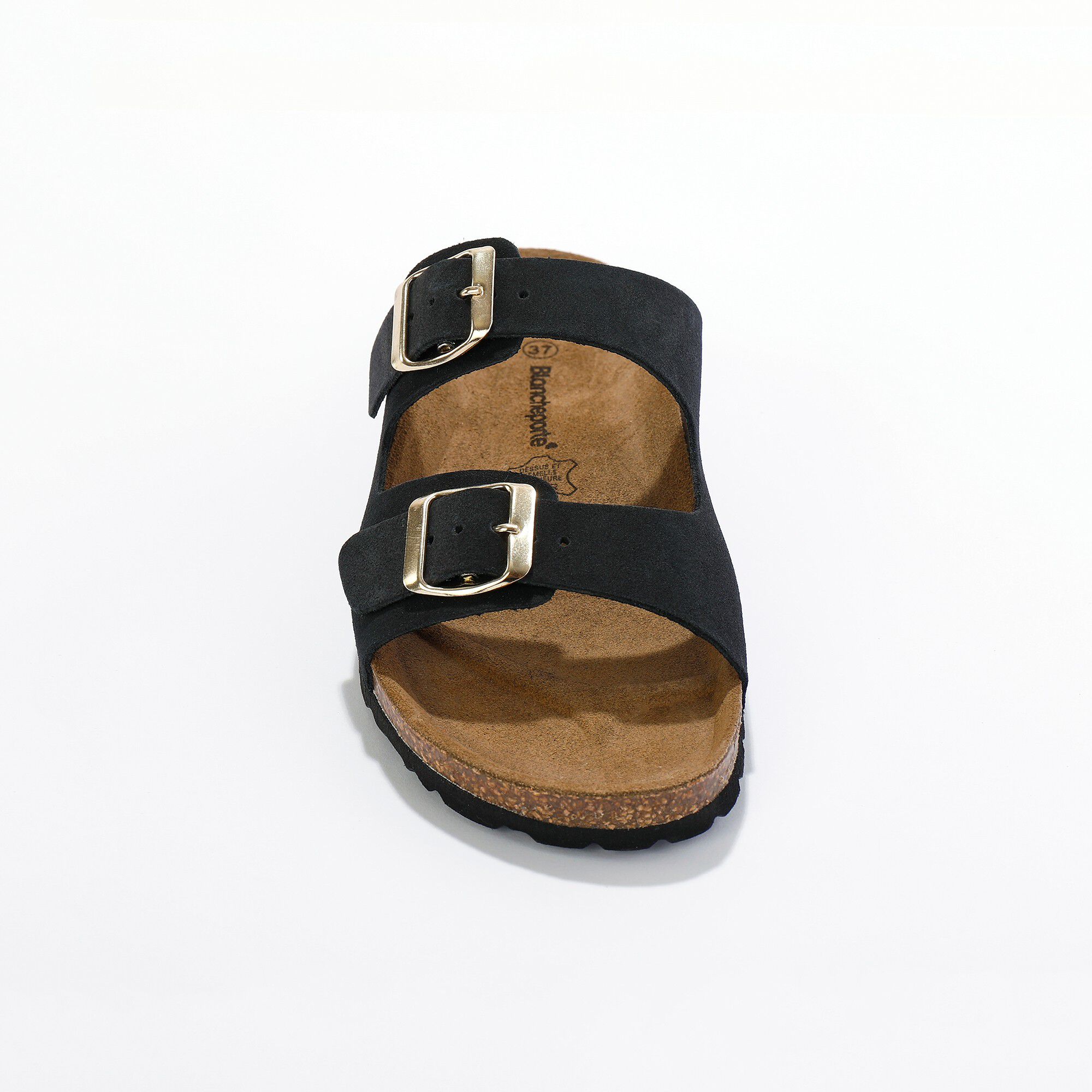 Mules croûte de cuir 2 boucles réglables