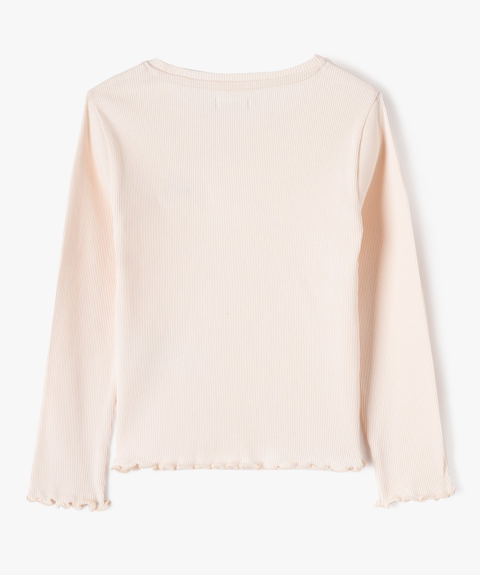 Tee-shirt à manches longues et maille ctelée fille rose | GEMO