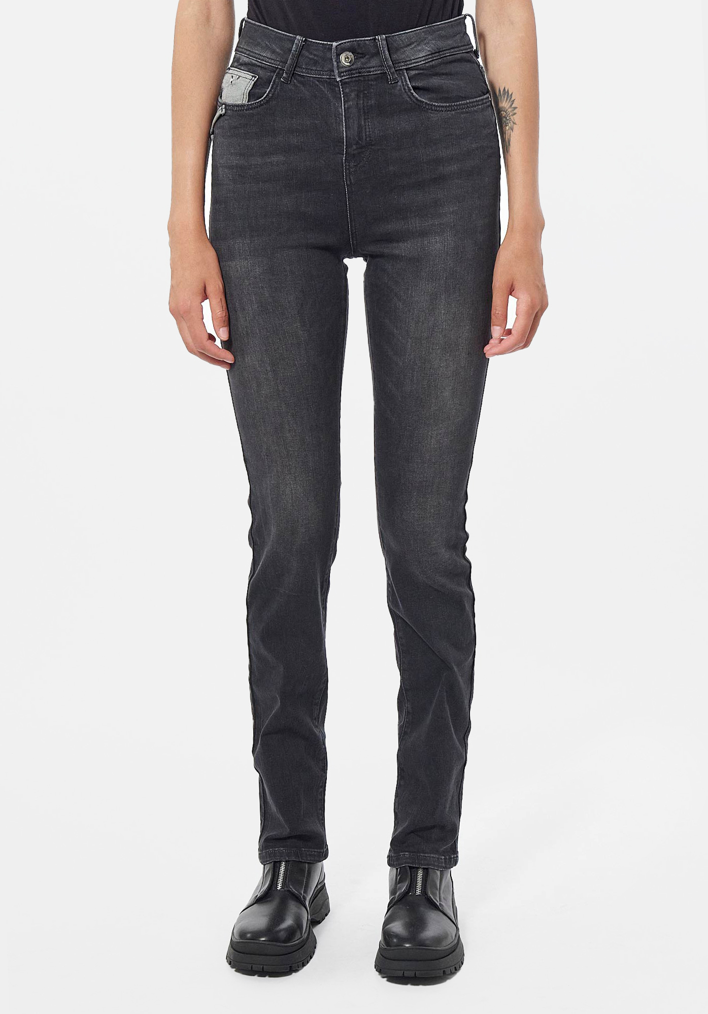 SIBEL  Jean demi-slim noir Femme