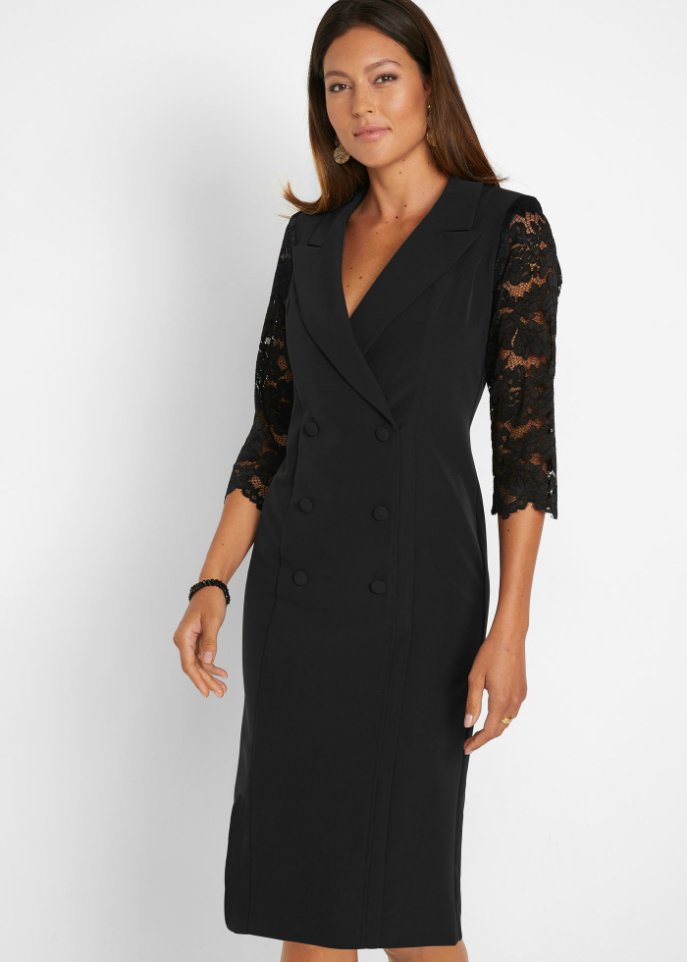Blazer-Kleid mit Spitzenärmeln
