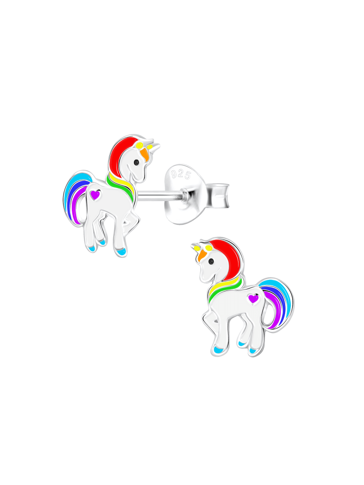 Alexander York Ohrring, Ohrstecker EINHORN regenbogenfarben in 925 Sterling Silber, 2-tlg. günstig kaufen onesize