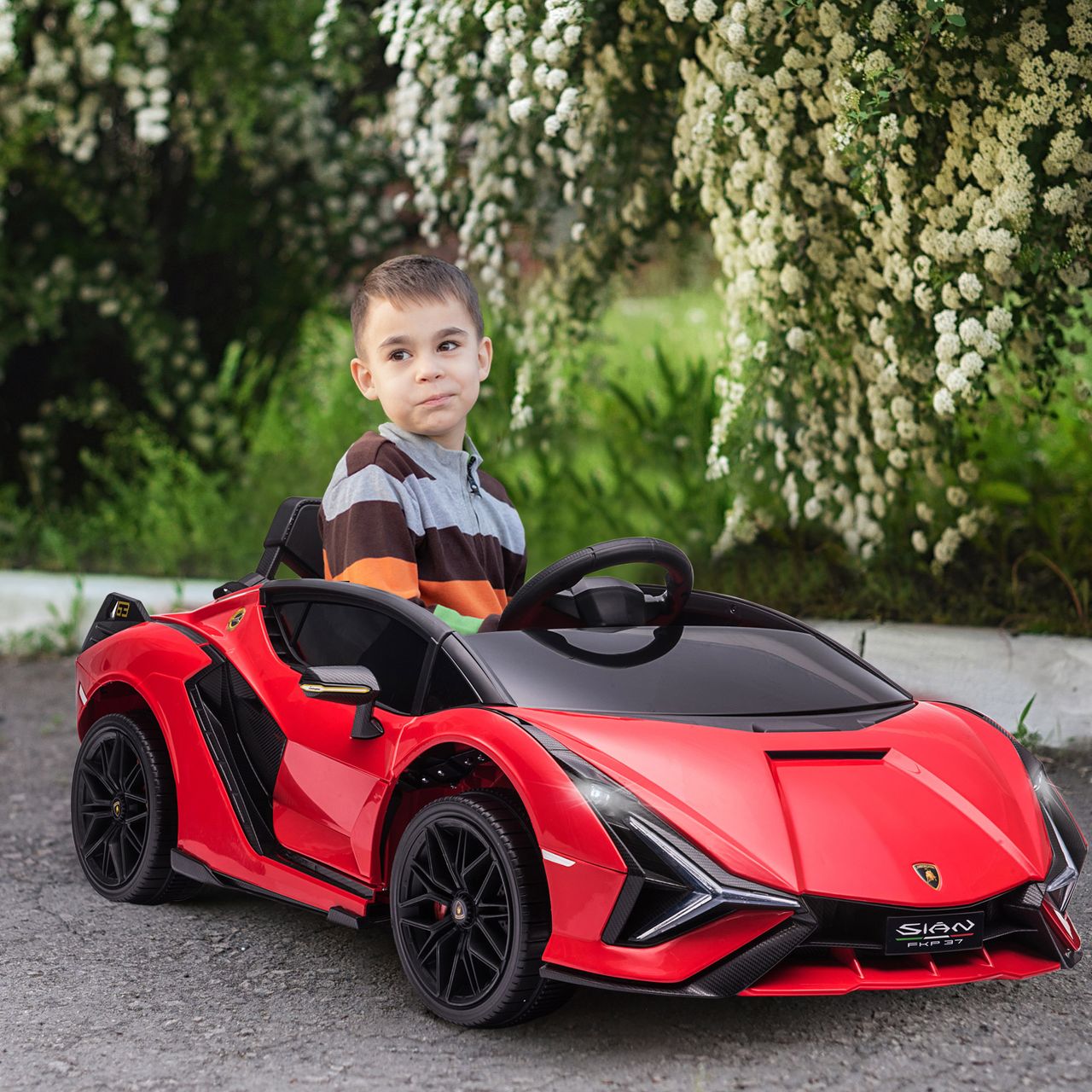 HOMCOM Kinderfahrzeug 2 Fahrmodi SIAN SUV-Auto-Spielzeug Elektroauto mit Fernbedienung extra breiten Reifen Musik(MP3/USB) Licht 3–5 Jahre PP Metall Rot 108 x 62 x 40 cm