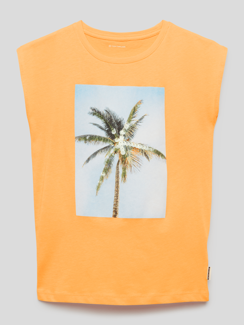 T-Shirt mit Motiv-Print in apricot