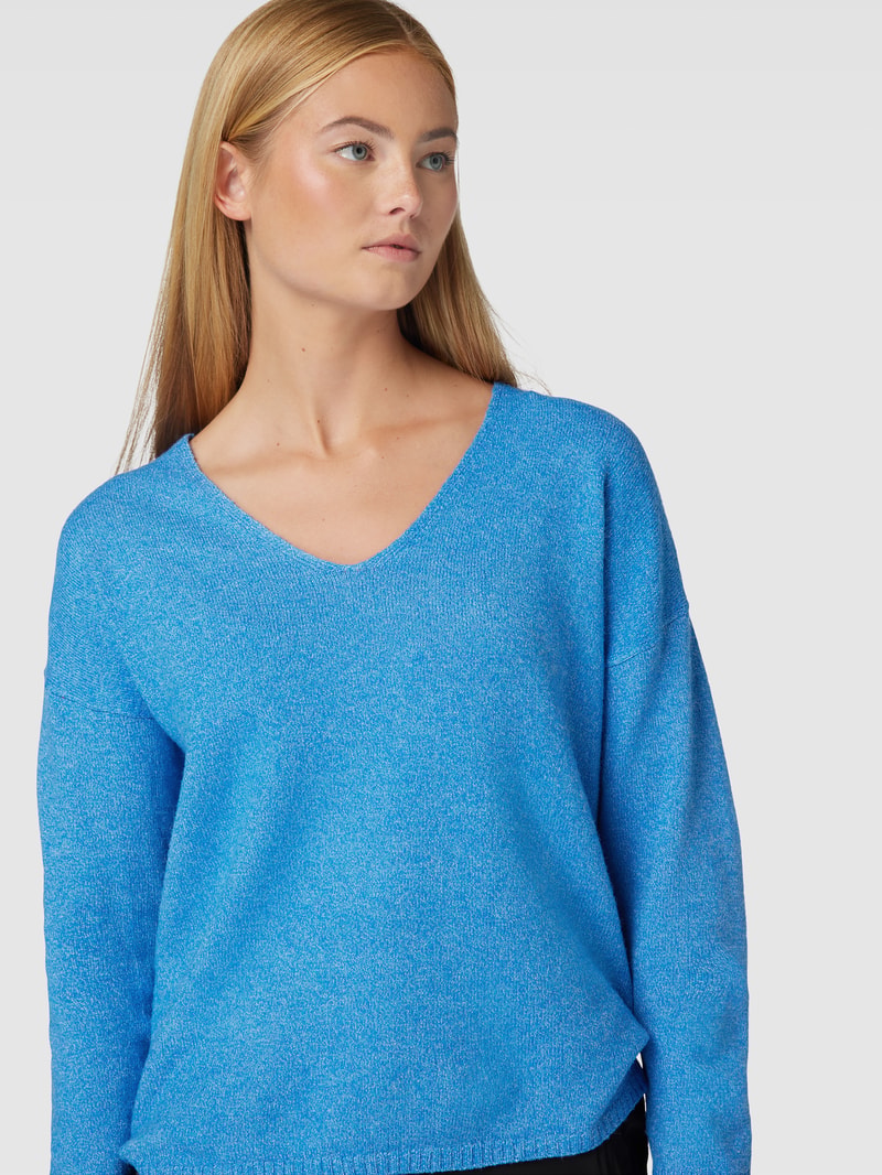 Strickpullover mit V-Ausschnitt Modell 'RICA LIFE' in bleu