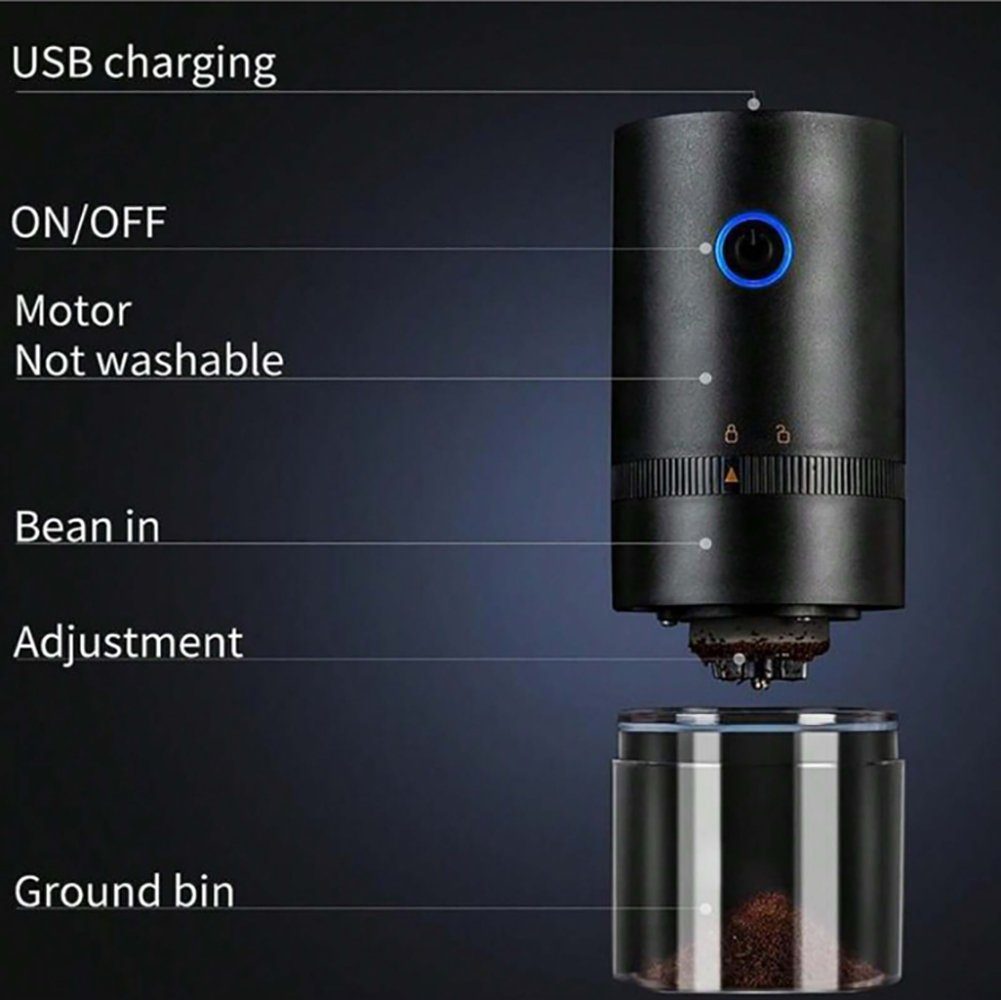 ASLENY Kaffeebereiter Kaffeemühle, kleiner tragbarer elektrischer Kaffeemühle mit USB, Geeignet für Zuhause oder unterwegs