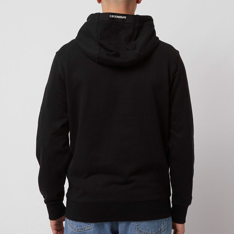 C. P. Company Diagonal Raised Fleece Pullover Hoodie Black