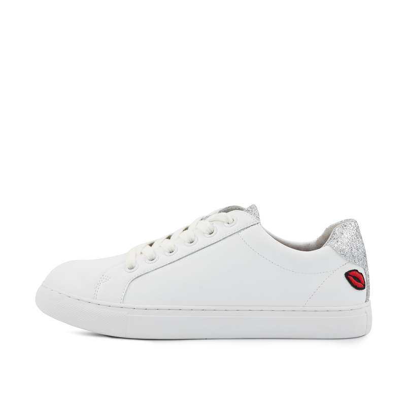 Baskets en cuir Simone blanc/glitter argent