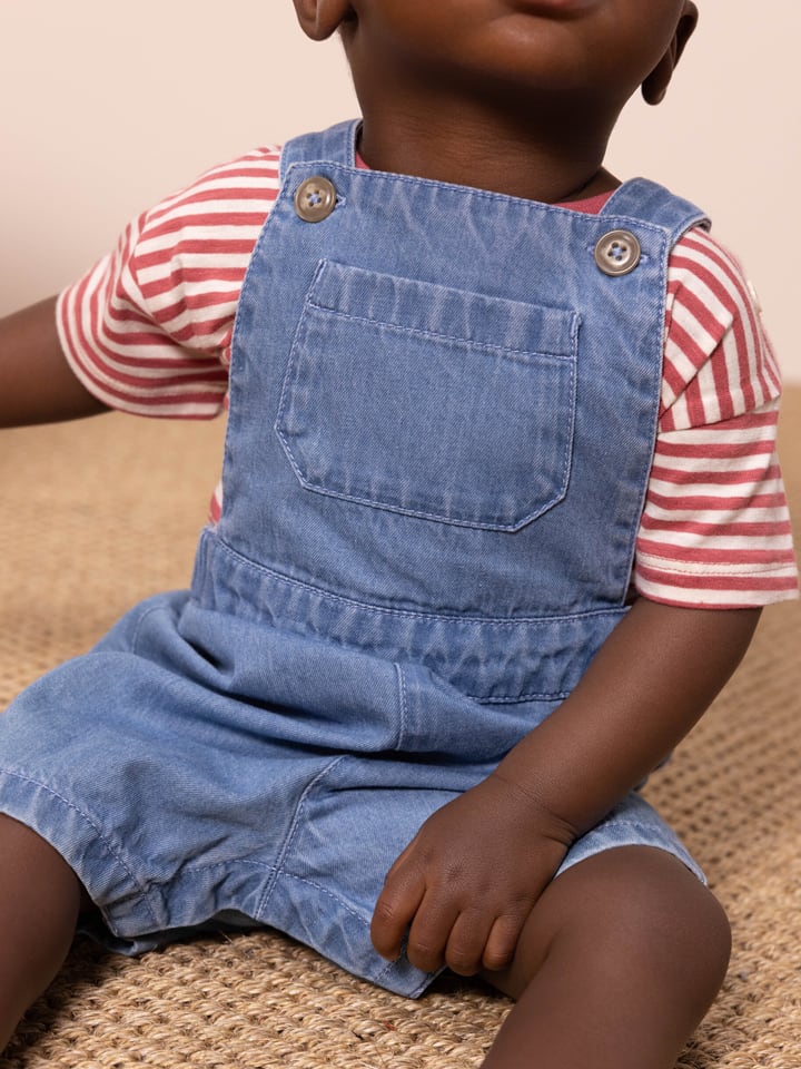 PETIT BATEAU Jeans-Latzshorts in Blau günstig kaufen