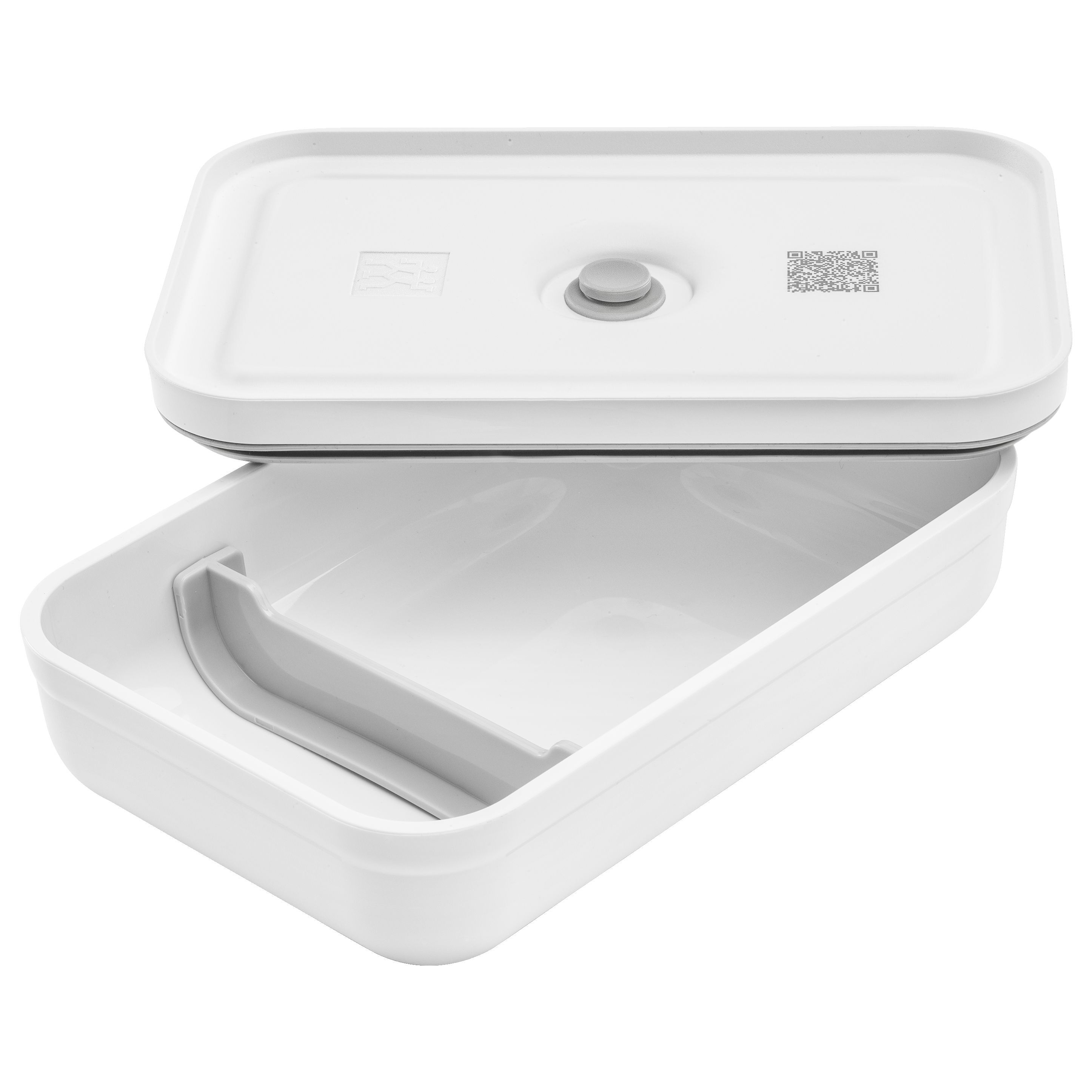 Vakuum Lunchbox L flach, Kunststoff, Weiß-grau