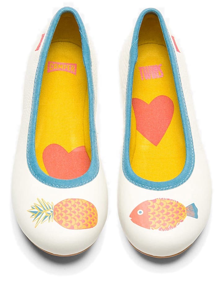 Camper Leder-Ballerinas in Creme günstig kaufen 30