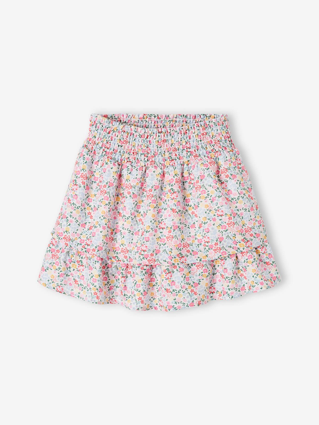 Jupe-short volantée fille rose imprimé