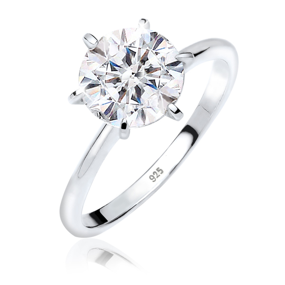 Elli Elli Bague Femmes Fiançailles avec Cristaux en Argent Sterling 925 Bague