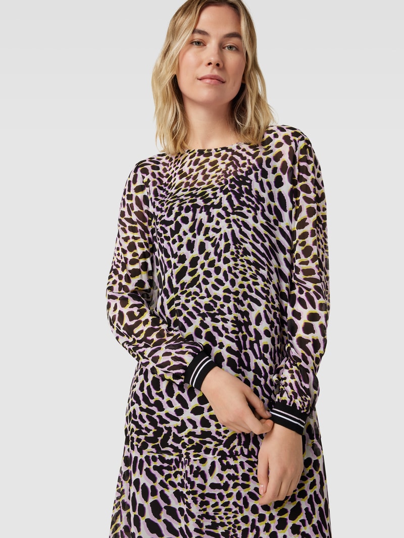Knielanges Kleid mit Animal-Print in flieder
