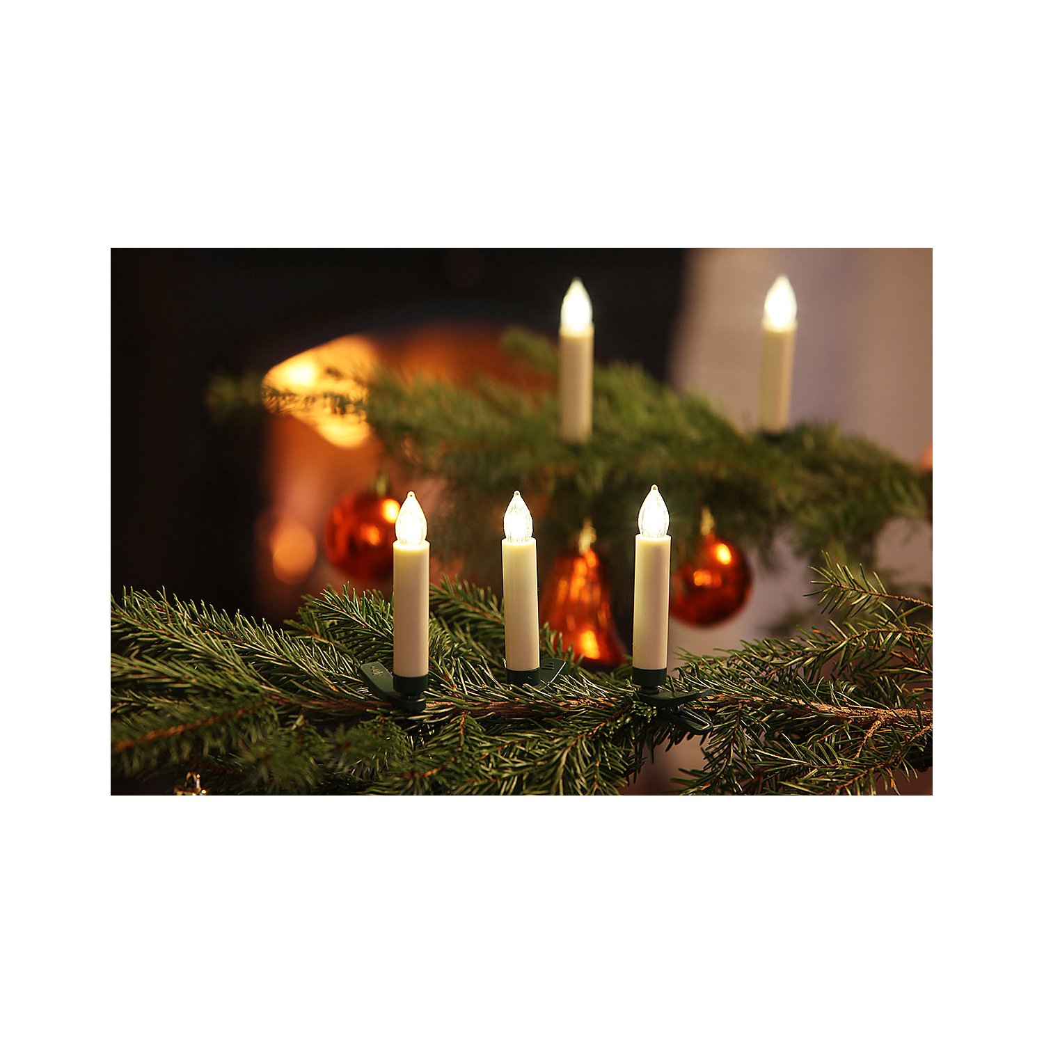 LED-Christbaumkerzen, 10 Kerzen, batteriebetrieben, mit Fernbedienung